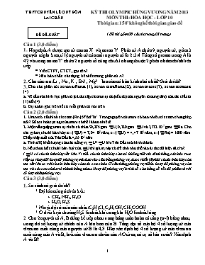 Đề thi olympic Hùng Vương năm 2013 môn thi Hóa học - Lớp 10